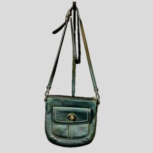 COACH Hamilton Swingpack Turnlock Black Soft Pebbled Leather Crossbody Bag